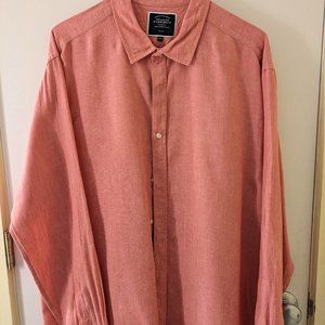 Charles Tyrwhitt Long Sleeve SF Salmon Pink Pure Linen Shirt XXL Slim Fit